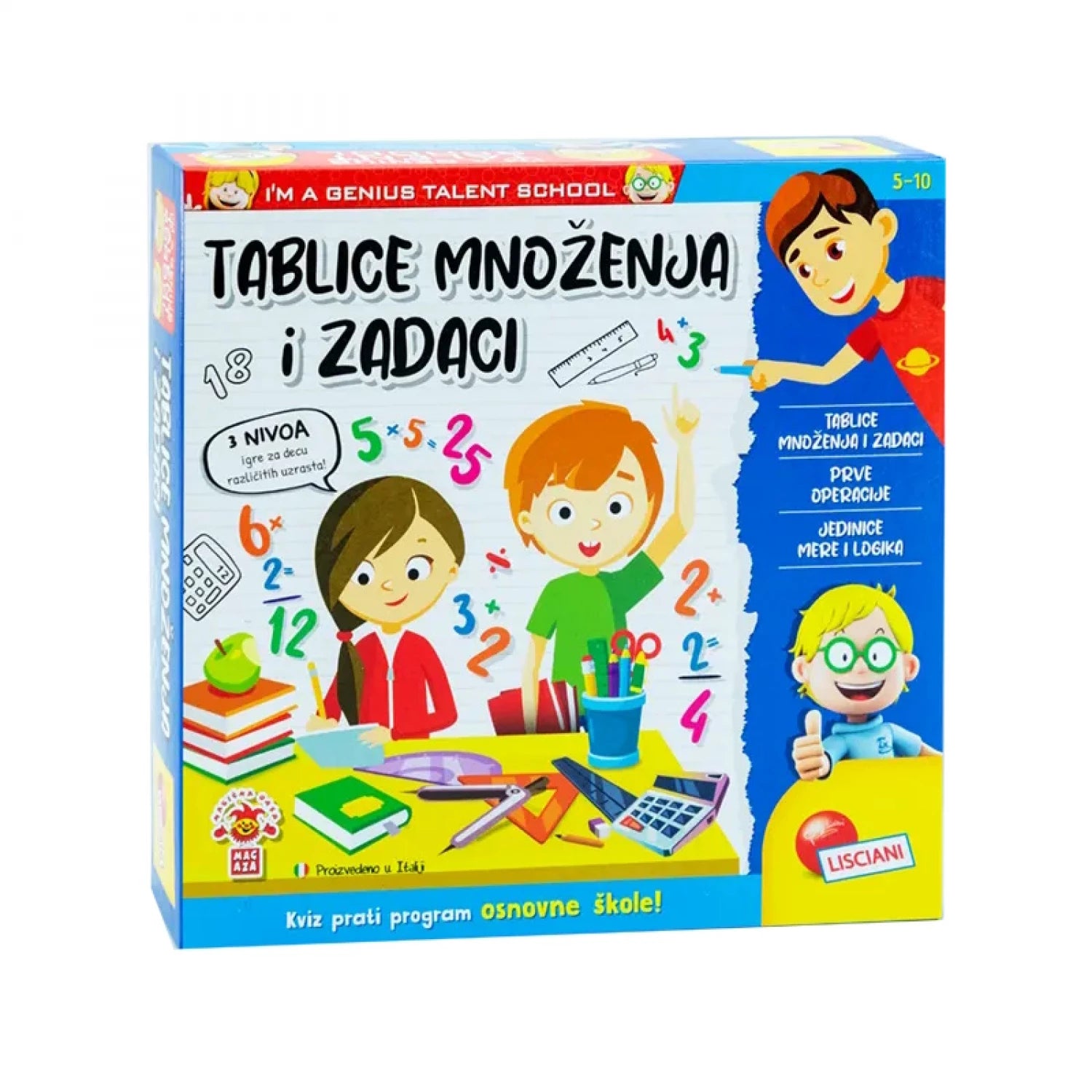 MALI GENIJE SR EDUKATIVNA IGRA TABLICA MNOZENJA I ZADACI LISCIANI